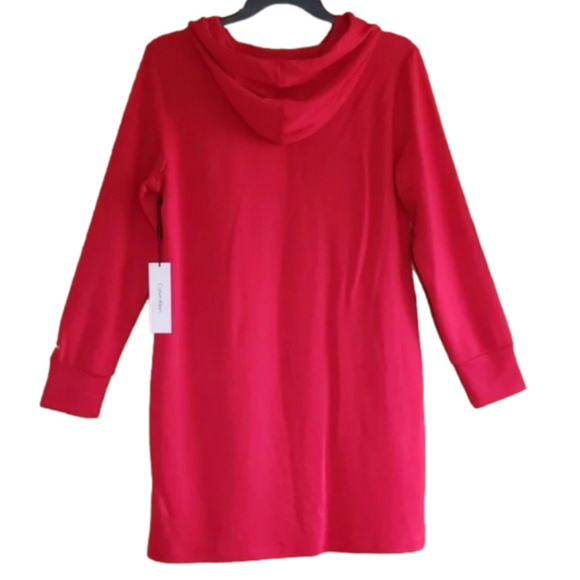 Calvin Klein Red and Gold Logo Studded Long Sleeves Hooded Dress Plus Size 3X - Picture 4 of 13